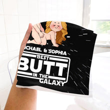 Load image into Gallery viewer, Personalized Funny Towel Gift for Couples Custom Name Best Butt in the Galaxy