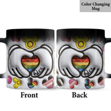 Load image into Gallery viewer, Personalized LGBT Support Mug with Custom Pride Flag Hands