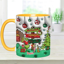Load image into Gallery viewer, Personalized Christmas Accent Mug Grinch Design Custom Name Gift