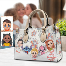 Load image into Gallery viewer, Personalized Leather Handbag for Grandma with Custom Characters