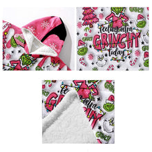 Load image into Gallery viewer, Personalized Grinchy Blanket Hoodie Custom Name Gift for Kids