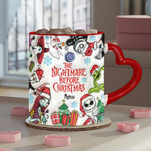 Load image into Gallery viewer, Personalized Nightmare Before Christmas Mug with Heart Handle