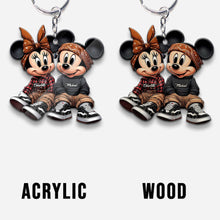 Load image into Gallery viewer, Personalized Chicano Mouse Keychain Custom Couple Gift