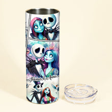 Load image into Gallery viewer, Personalized Nightmare Before Christmas Skinny Tumbler Custom Name Gift for Couples