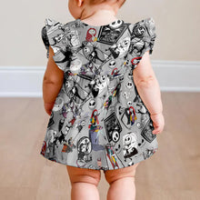 Load image into Gallery viewer, Personalized Nightmare Kids Ruffle Sleeve Dress for Halloween