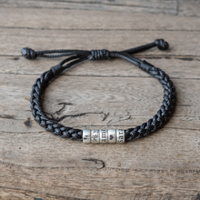 Load image into Gallery viewer, Personalized Adjustable Leather Bracelet Custom Name Gift for Dad