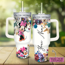 Load image into Gallery viewer, Personalized Mouse Tumbler with Handle Floral Design Gift
