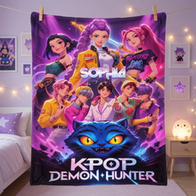 Load image into Gallery viewer, Personalized KPOP Demon Hunter Blanket Custom Name Gift for Daughter