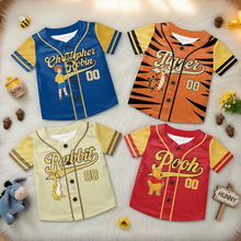 Load image into Gallery viewer, Personalized Baseball Jersey with Honey Bear Characters for Kids and Adults - Unique Family Gift
