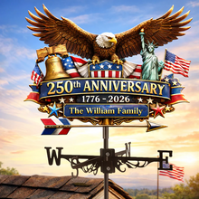 Load image into Gallery viewer, Personalized Eagle American Flag Weather Vane Gift for Patriotic Family