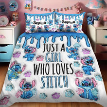 Load image into Gallery viewer, Personalized Stitch Quilt Bedding Set Custom Name Gift for Her