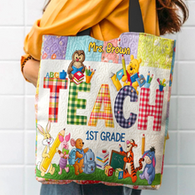 Load image into Gallery viewer, Personalized Quilted Tote Bag Cute Teacher Gift for Back to School