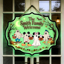 Load image into Gallery viewer, Personalized Luminous Wooden Halloween Sign Family Welcome Gift