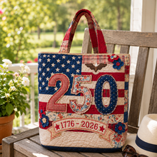 Load image into Gallery viewer, Personalized Quilted Tote Bag American Flag 250th Anniversary Gift for Her