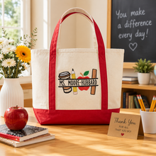 Load image into Gallery viewer, Personalized Embroidery Tote Bag for Teacher | Back to School Gift