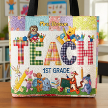 Load image into Gallery viewer, Personalized Quilted Tote Bag Cute Teacher Gift for Back to School