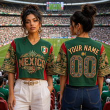 Load image into Gallery viewer, Personalized Mexico Soccer Jersey Crop Tee for Fans | Custom Gift