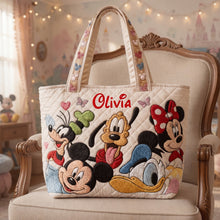 Load image into Gallery viewer, Personalized Quilted Tote Bag with Disney Friends for Her - Unique Gift Idea