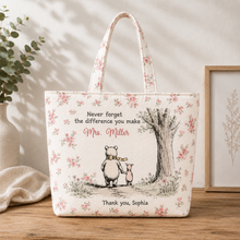 Load image into Gallery viewer, Personalized Quilted Tote Bag Thank You Teacher Gift Floral