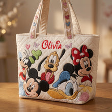 Load image into Gallery viewer, Personalized Quilted Tote Bag with Disney Friends for Her - Unique Gift Idea
