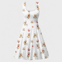 Load image into Gallery viewer, Personalized Honey Bear Skater Dress Custom Name Gift for Her