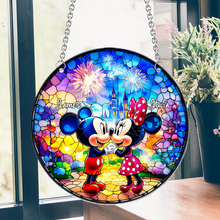 Load image into Gallery viewer, Personalized Stained Glass Suncatcher Couples Gift Custom Name Art