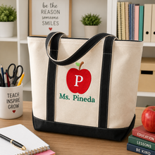 Load image into Gallery viewer, Personalized Embroidered Tote Bag for Teachers | Back to School Gift