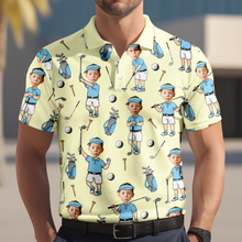 Load image into Gallery viewer, Personalized Photo Golf Polo Shirt Custom Gift for Dad