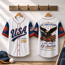 Load image into Gallery viewer, Personalized USA 250 Baseball Jersey Shirt Custom Name Gift for 4th of July