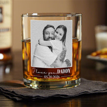 Load image into Gallery viewer, Personalized Engraved Rock Glass Custom Photo Gift for Dad