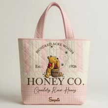 Load image into Gallery viewer, Personalized Quilted Tote Bag Honey Bear Gift for Her