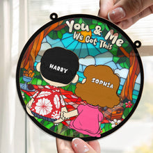 Load image into Gallery viewer, Personalized Stained Glass Suncatcher Custom Couple Gift