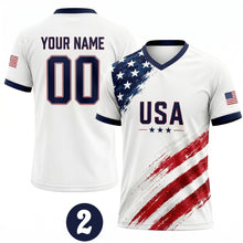 Load image into Gallery viewer, Personalized USA Flag Soccer Jersey Custom Name Number Gift for Sports Fans