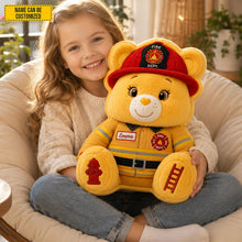 Load image into Gallery viewer, Personalized Firefighter Bear Plush Pillow Custom Name Gift