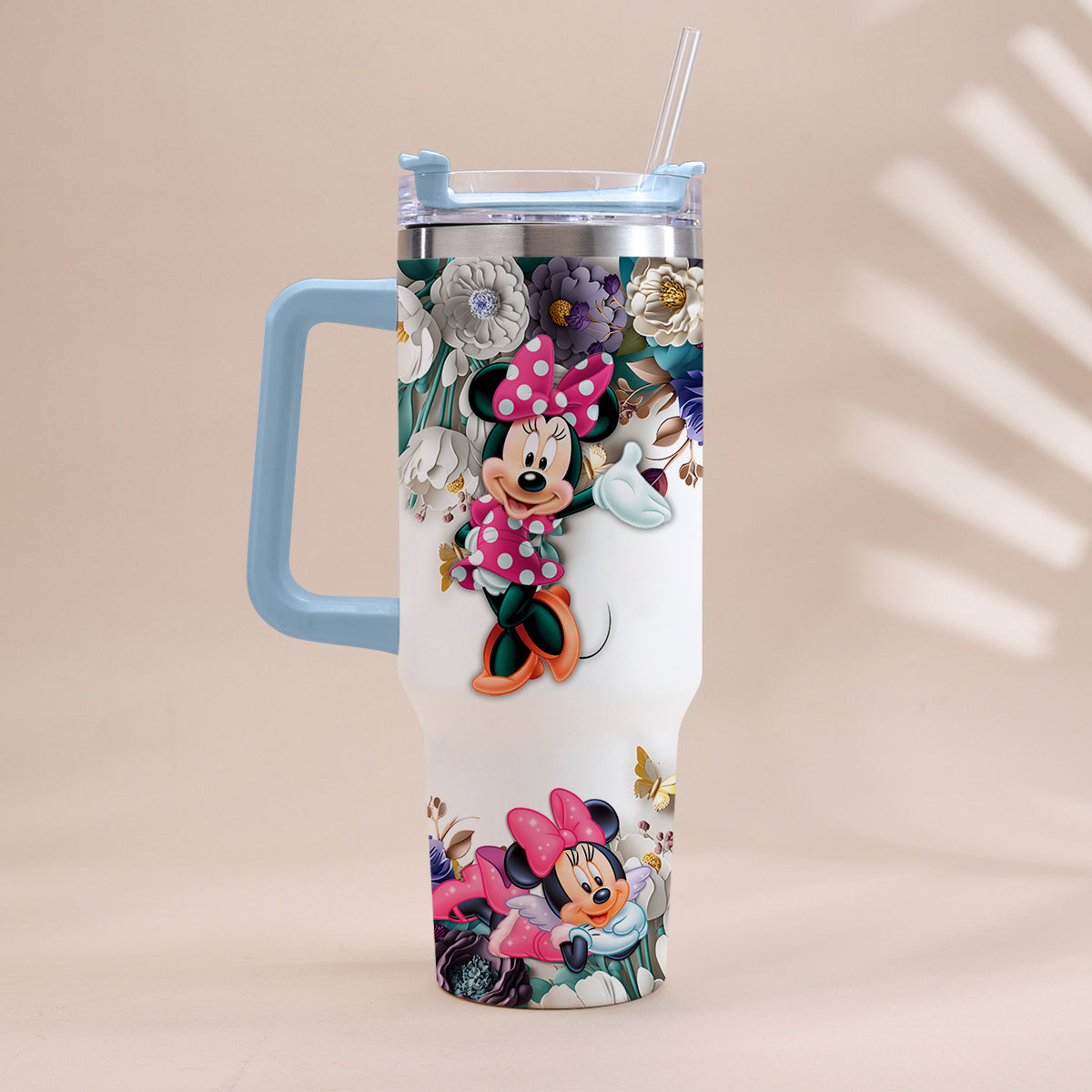 Personalized Mouse Tumbler with Handle Floral Design Gift