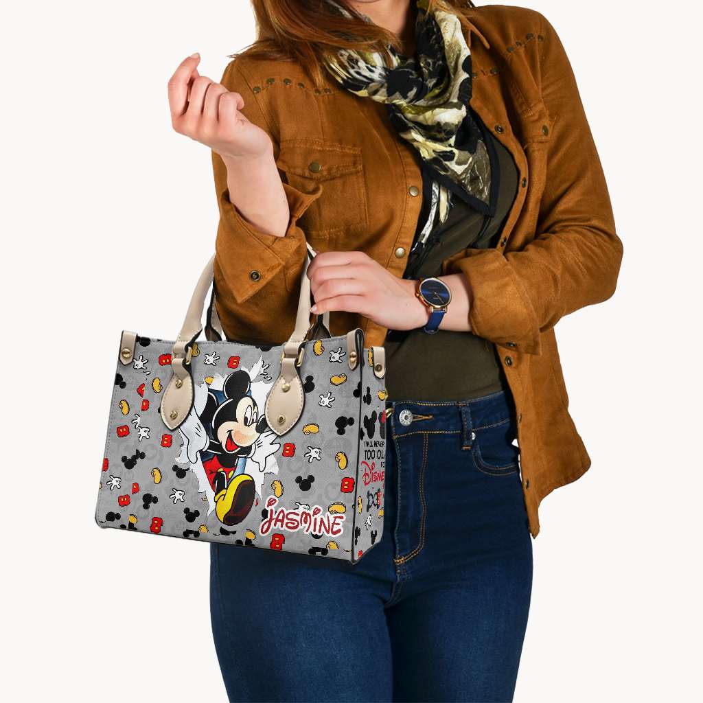 Personalized Mouse Leather Handbag Custom Name Gift for Mom