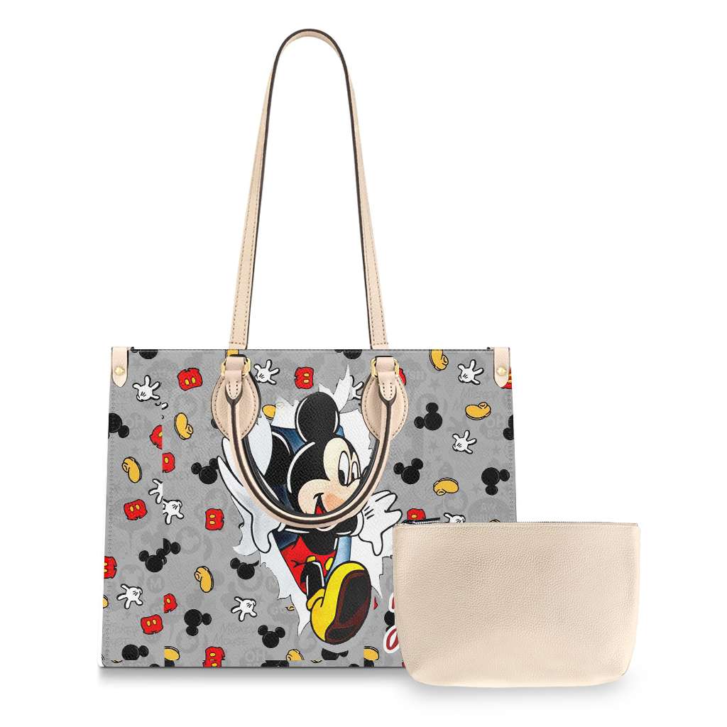 Personalized Mouse Leather Handbag Custom Name Gift for Mom