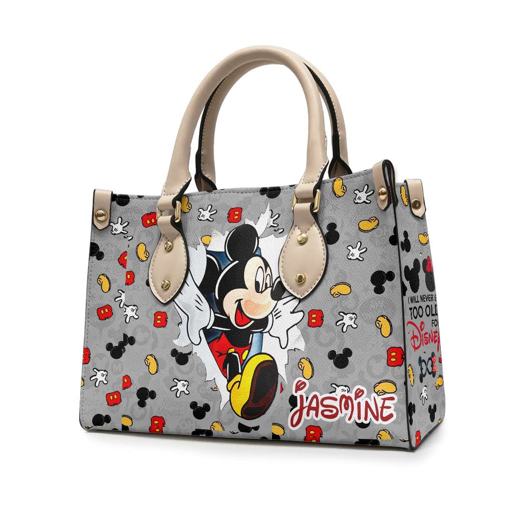 Personalized Mouse Leather Handbag Custom Name Gift for Mom