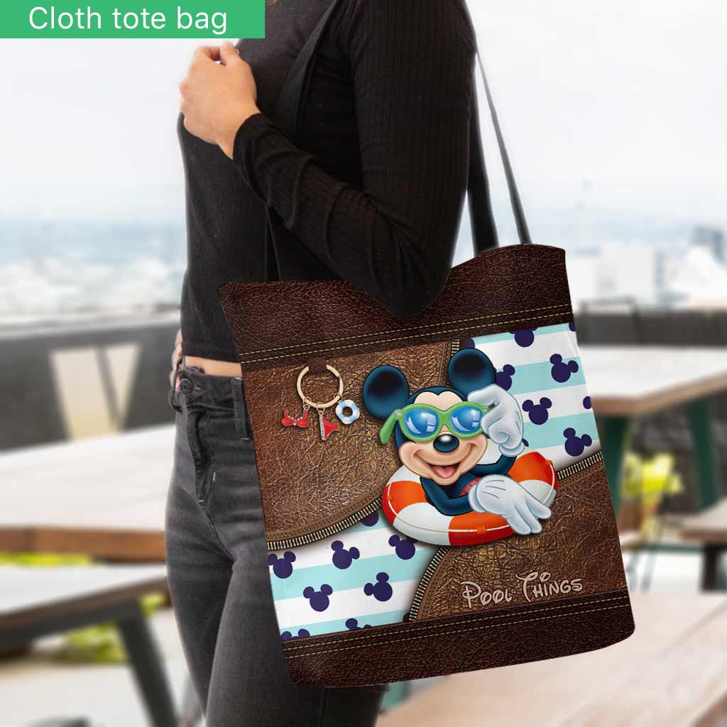 Personalized Pool-Themed Tote Bag with Mickey Design