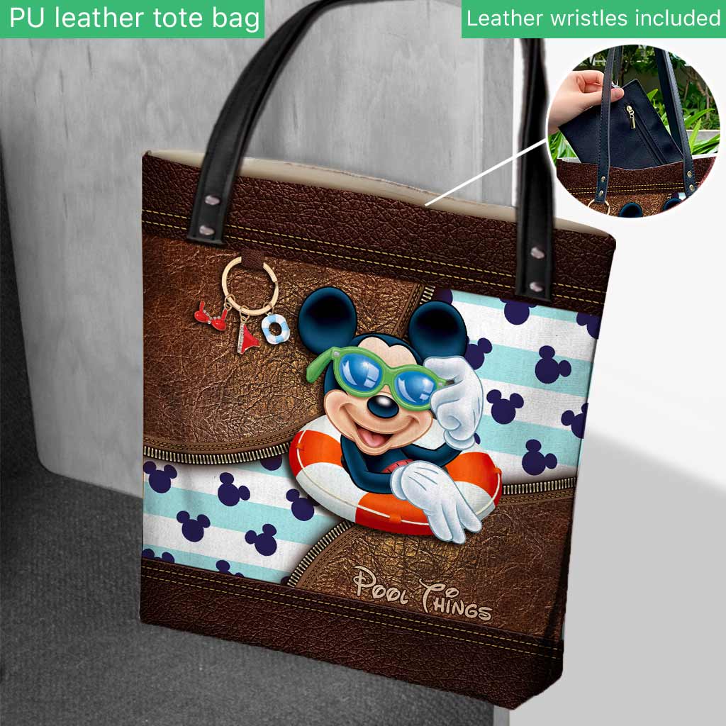 Personalized Pool-Themed Tote Bag with Mickey Design
