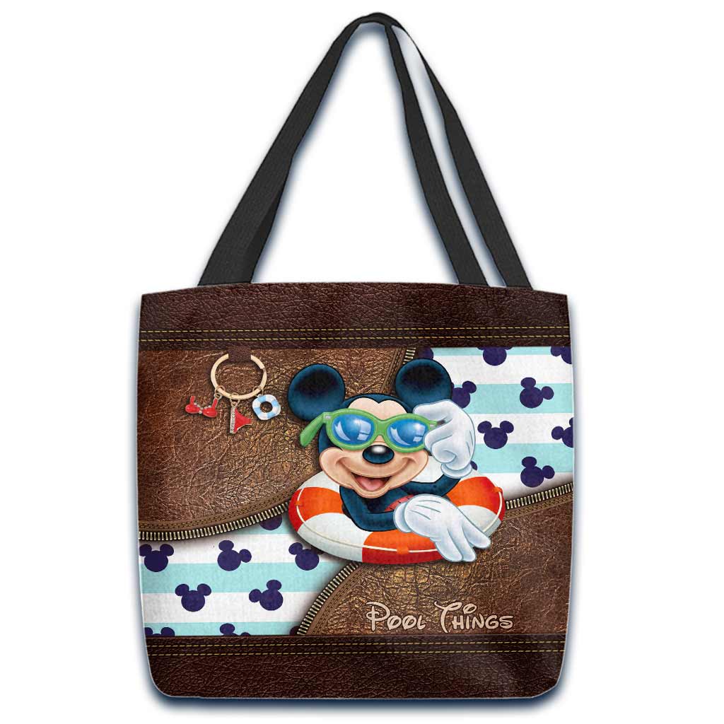 Personalized Pool-Themed Tote Bag with Mickey Design