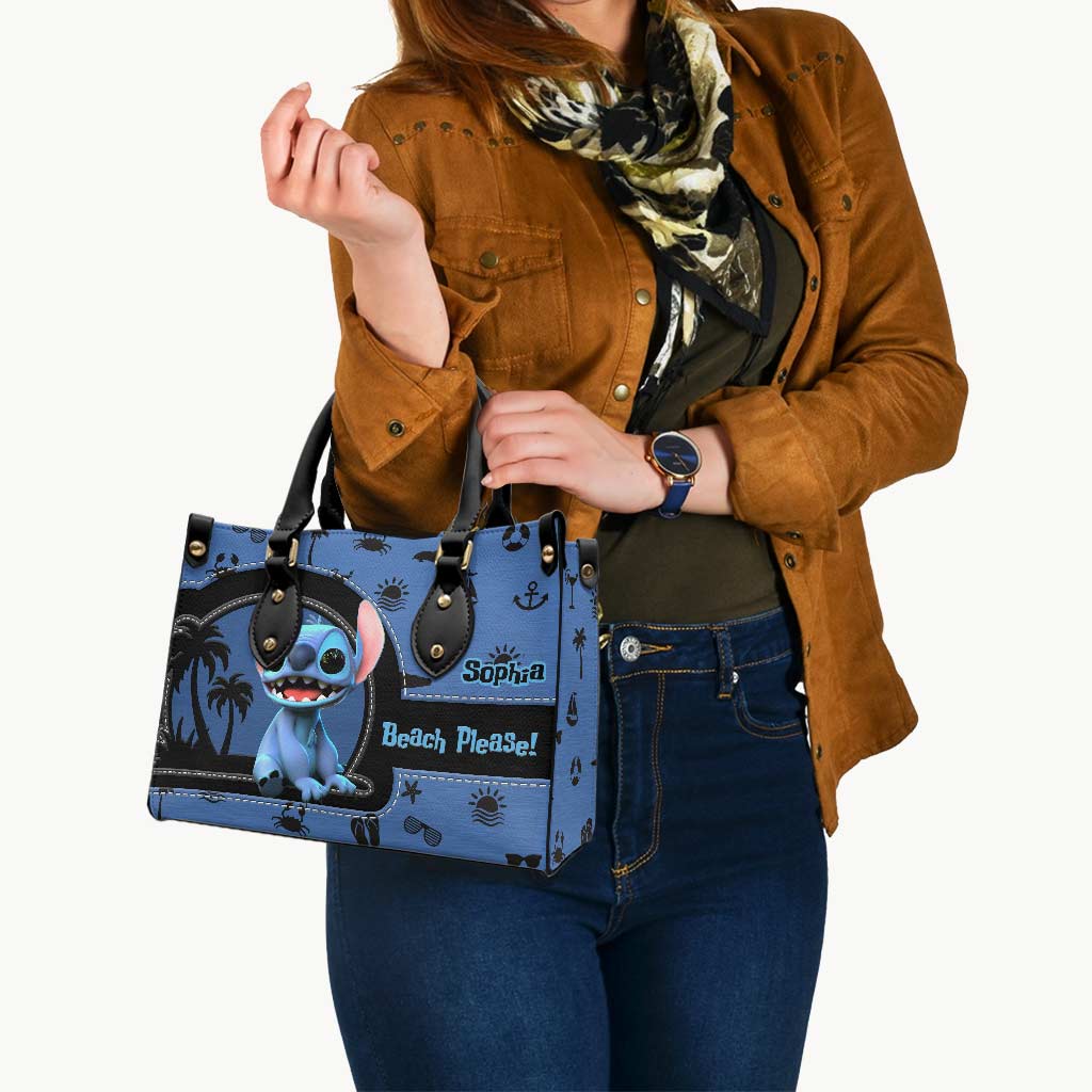 Personalized Sea Lover Leather Handbag with Name - Gift for Her
