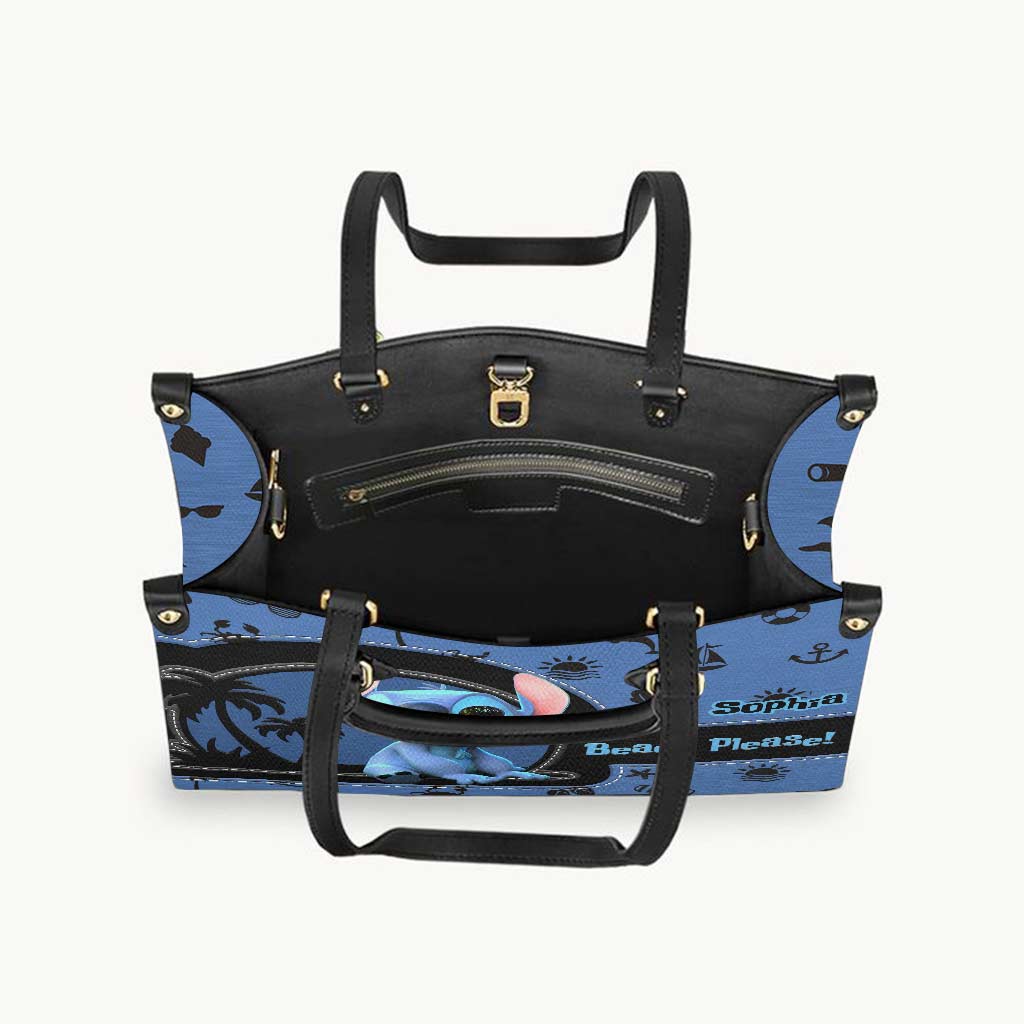 Personalized Sea Lover Leather Handbag with Name - Gift for Her