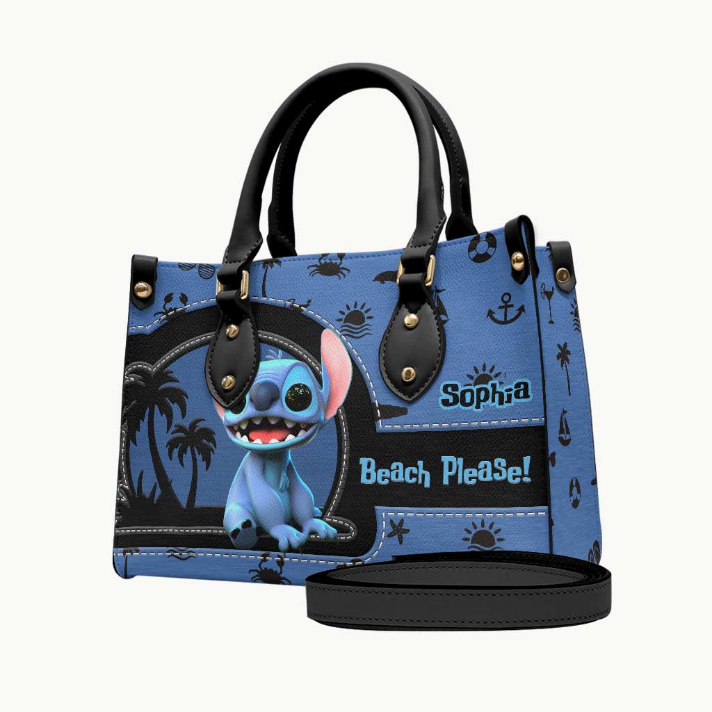 Personalized Sea Lover Leather Handbag with Name - Gift for Her