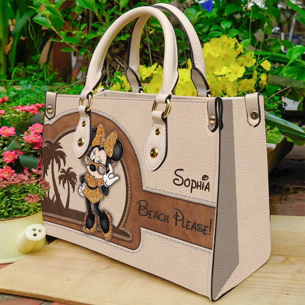 Personalized Leather Handbag for Sea Lovers | Custom Name Gift