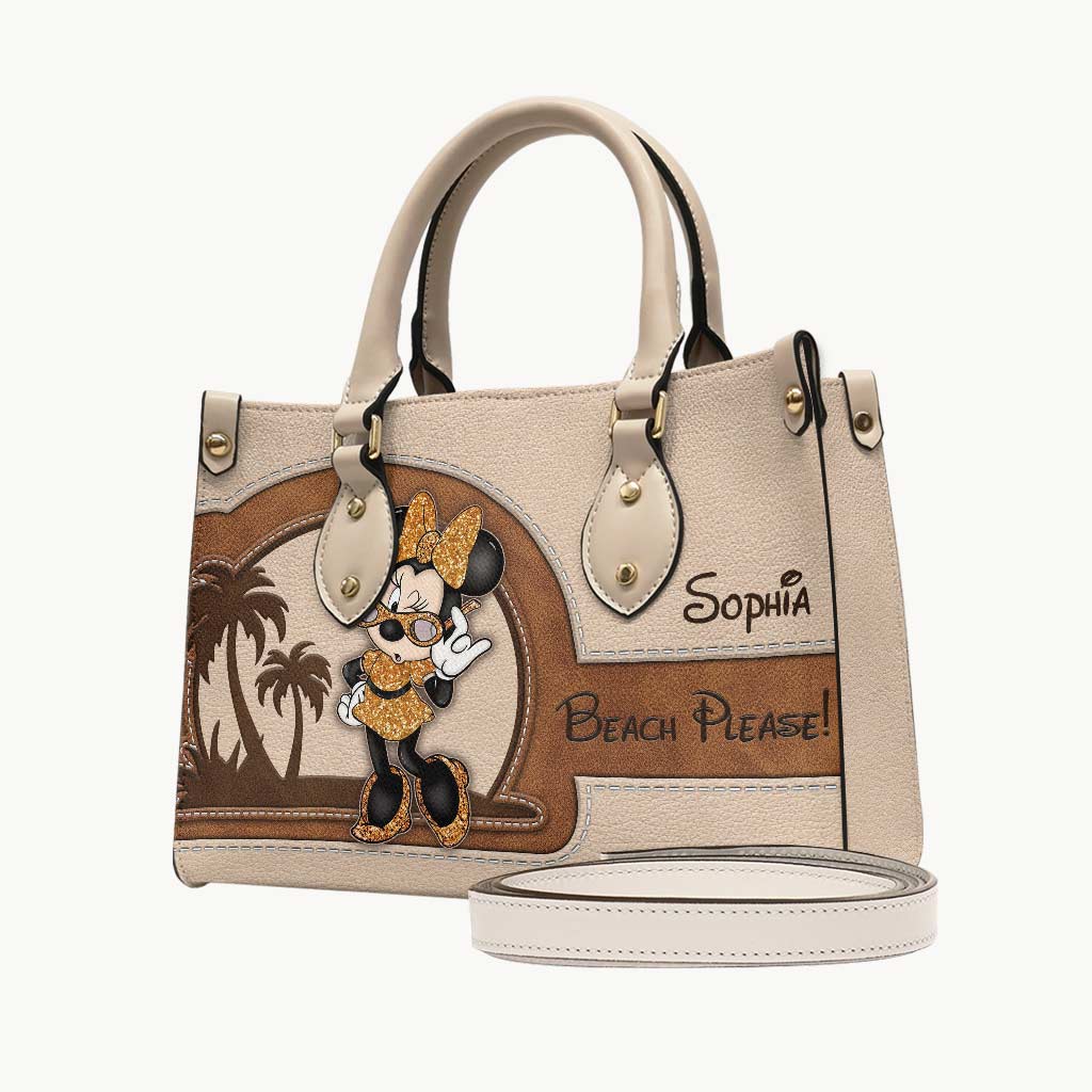 Personalized Leather Handbag for Sea Lovers | Custom Name Gift