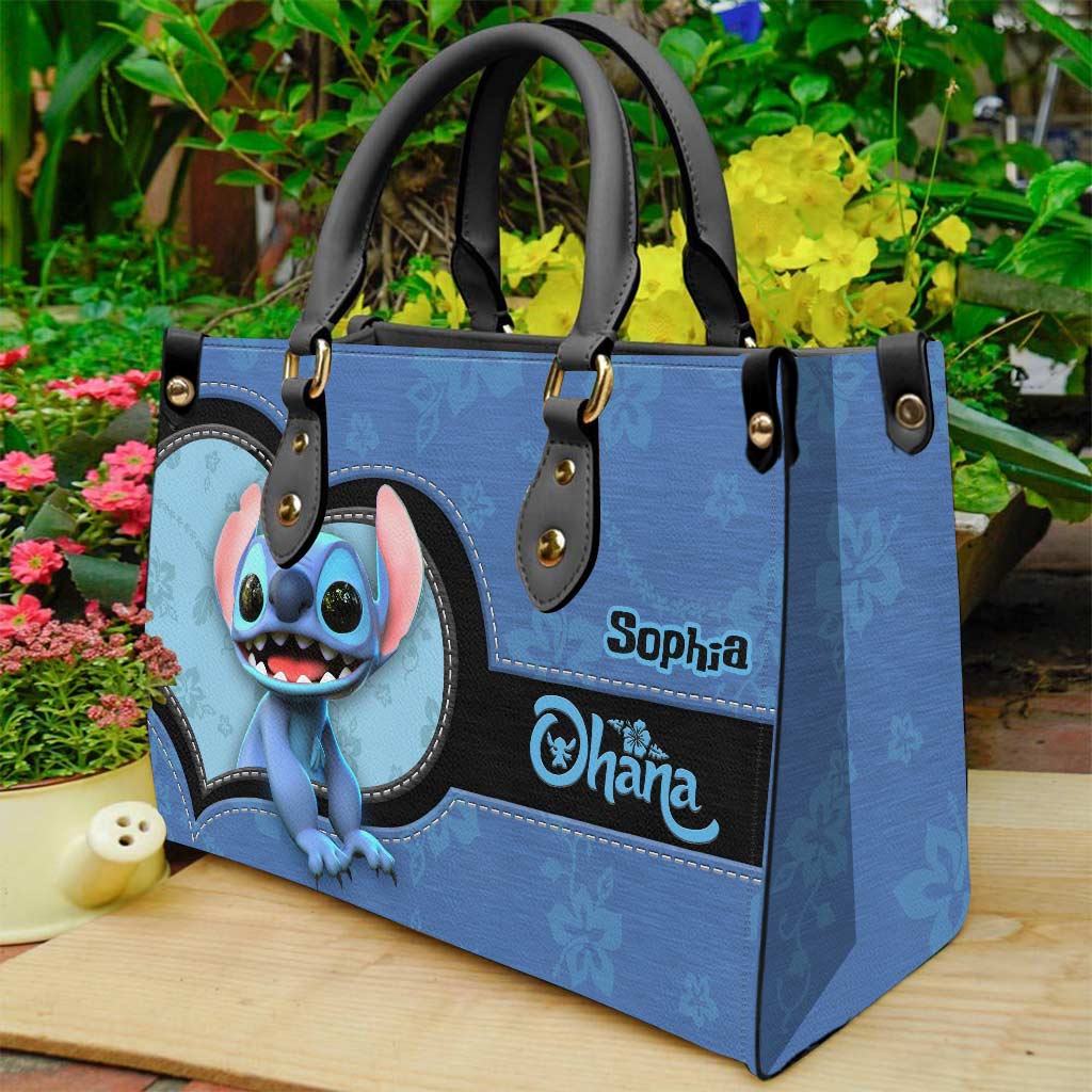 Personalized Leather Handbag Custom Name Ohana Gift for Mom