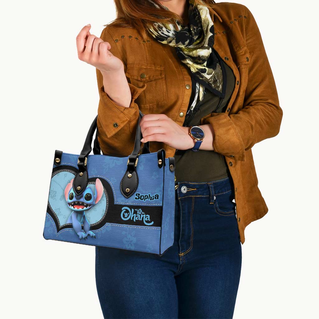 Personalized Leather Handbag Custom Name Ohana Gift for Mom