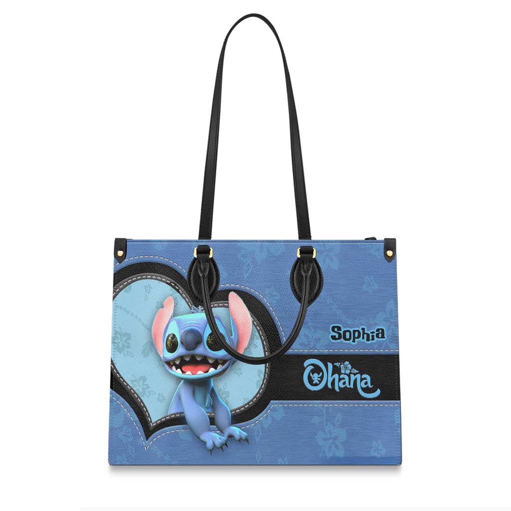 Personalized Leather Handbag Custom Name Ohana Gift for Mom