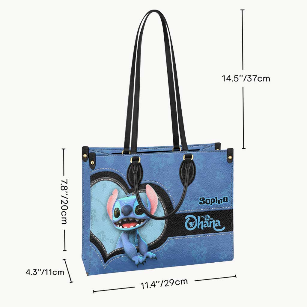 Personalized Leather Handbag Custom Name Ohana Gift for Mom